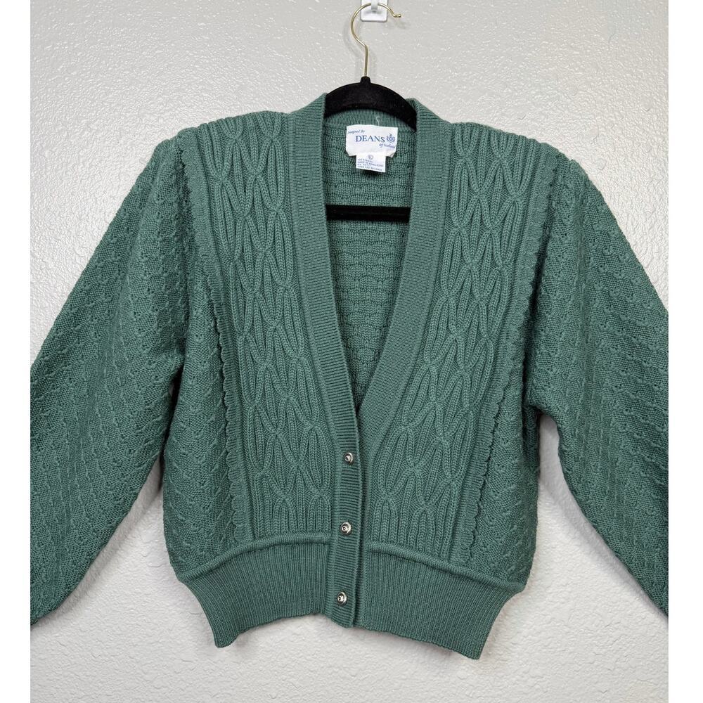 Deans Of Scotland Women’s Green 100% Wool Cardigan / Size-Large - Picture 3 of 11